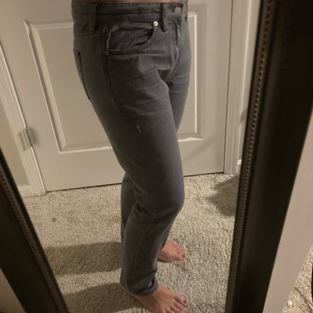 Madewell Women's High Rise Distressed Denim Slim Boy Jean Gray 29